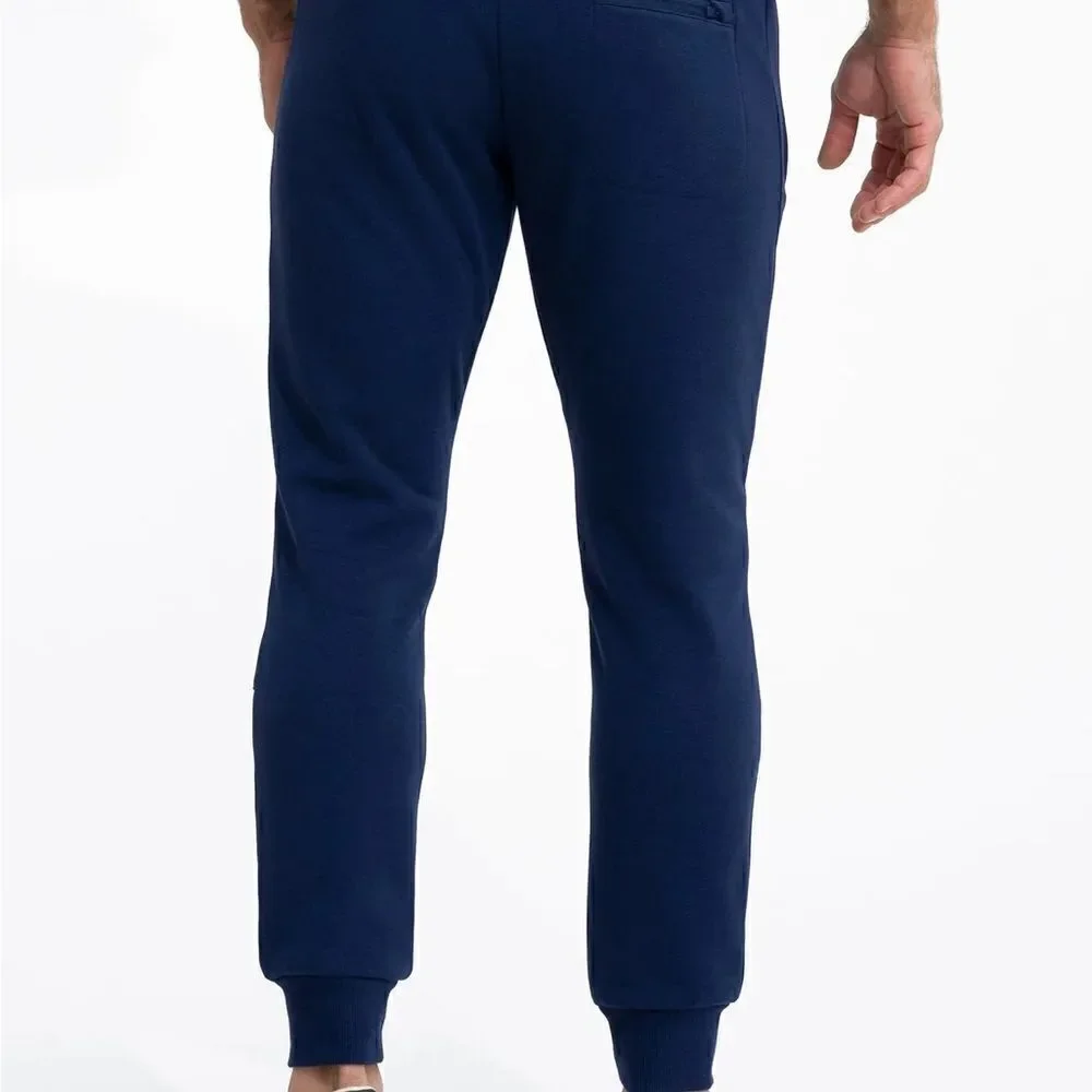 NEW Swet Tailor Mens Navy Blue Stretch Fleece Joggers